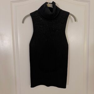 White House Black Market Black Sleeveless Turtleneck Sweater